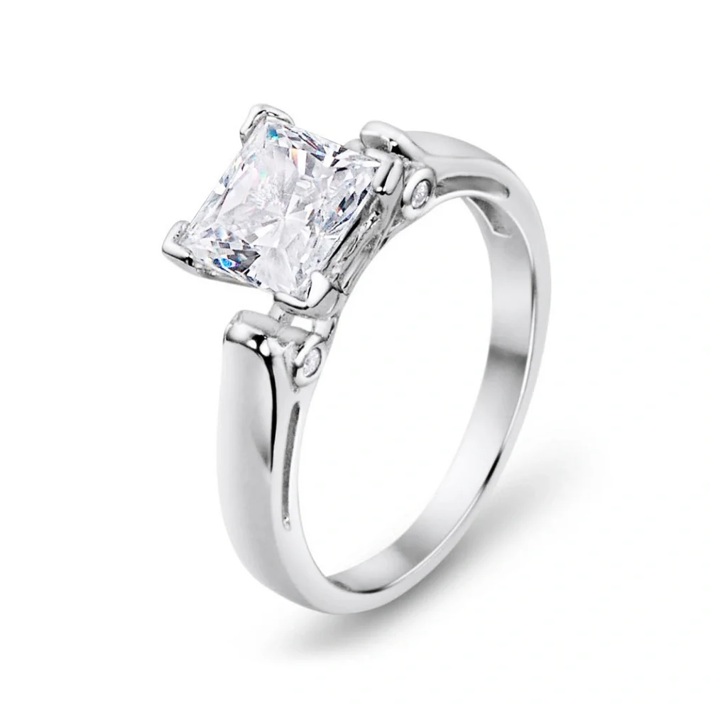 NEW 925 STERLING SILVER PRINCESS DIAMOND CUT WEDDING RINGS ENGAGEMENT RINGS - Picture 3 of 4